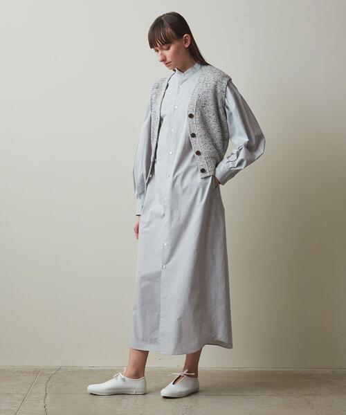 Steven Alan(スティーブンアラン)の「<Steven Alan>タイプライター チェック スタンドカラー ワンピース(シャツワンピース・レディース・ライトグレー/ダークグレー・M/S)」の4枚目の写真