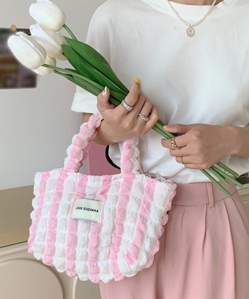 Miniministore(ミニミニストア)の「ミニトートバッグ ポップコーン軽量バッグ(ハンドバッグ・レディース・ピンク/イエロー/ブルー・FREE)」の1枚目の写真