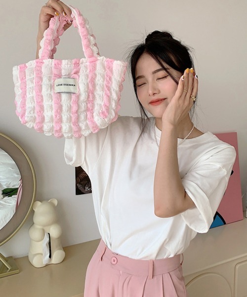 Miniministore(ミニミニストア)の「ミニトートバッグ ポップコーン軽量バッグ(ハンドバッグ・レディース・ピンク/イエロー/ブルー・FREE)」の18枚目の写真