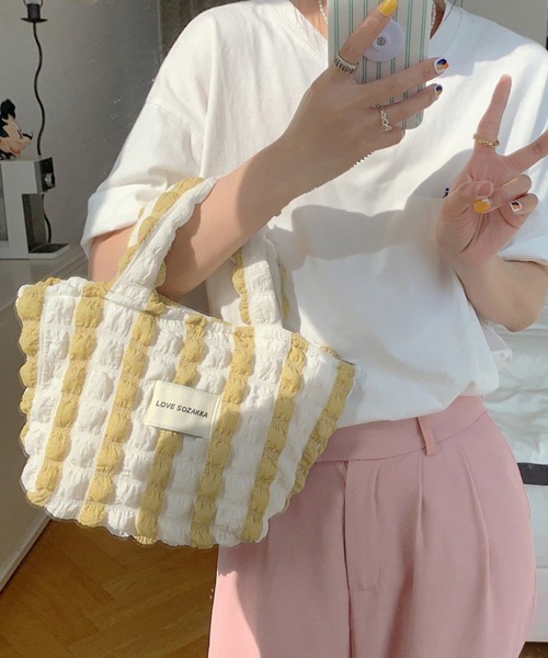 Miniministore(ミニミニストア)の「ミニトートバッグ ポップコーン軽量バッグ(ハンドバッグ・レディース・ピンク/イエロー/ブルー・FREE)」の9枚目の写真