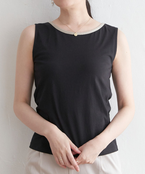 ikka(イッカ)の「【接触冷感/UVカット】コットンUSAアビガイルタンクトップ(タンクトップ・レディース・オフホワイト/ブラック/ライトグレー・S/M/L)」の2枚目の写真