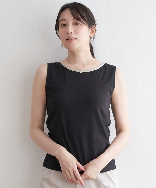 ikka（イッカ）の「【接触冷感／UVカット】コットンUSAアビガイルタンクトップ（タンクトップ・レディース・オフホワイト/ブラック/ライトグレー・S/M/L）」の19枚目の写真