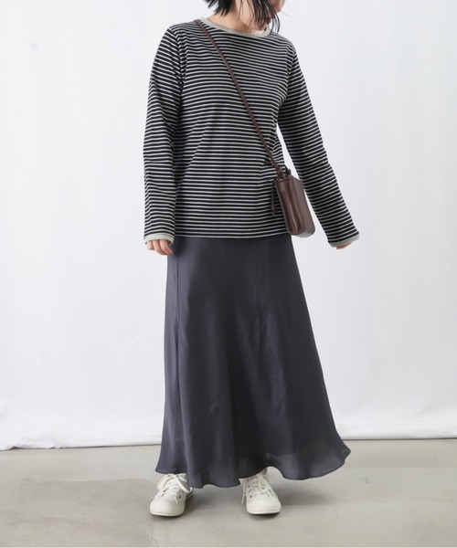 LUCA/LADY LUCK LUCA（ルカ/レディラックルカ）の「LC/LLL ボーダーニットリブロングスリーブTシャツ / パイピングボーダーカットソー（Tシャツ/カットソー・レディース・ピンク/ブラック/オフホワイト・FREE）」の13枚目の写真