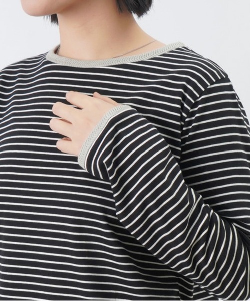 LUCA/LADY LUCK LUCA（ルカ/レディラックルカ）の「LC/LLL ボーダーニットリブロングスリーブTシャツ / パイピングボーダーカットソー（Tシャツ/カットソー・レディース・ピンク/ブラック/オフホワイト・FREE）」の14枚目の写真