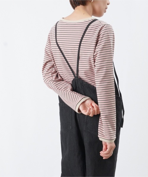 LUCA/LADY LUCK LUCA（ルカ/レディラックルカ）の「LC/LLL ボーダーニットリブロングスリーブTシャツ / パイピングボーダーカットソー（Tシャツ/カットソー・レディース・ピンク/ブラック/オフホワイト・FREE）」の19枚目の写真