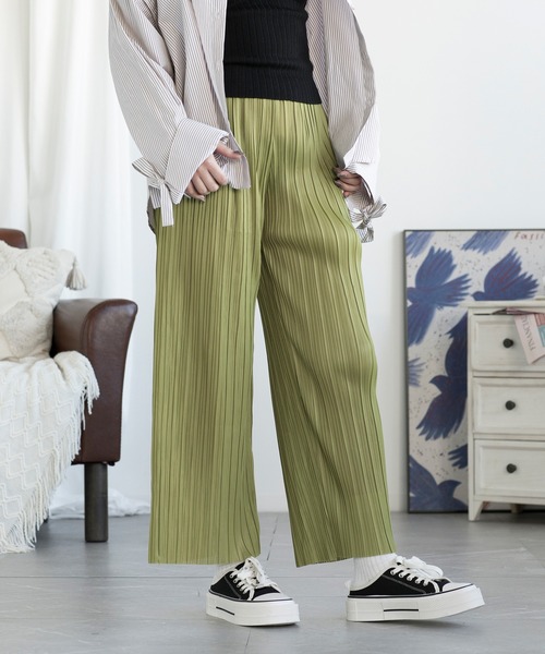 aimoha（アイモハ）の「プリーツクロスイージーパンツ フリーカット（その他パンツ・レディース・グリーン/グレー/ブラック・SMALL/MEDIUM/LARGE）」の5枚目の写真