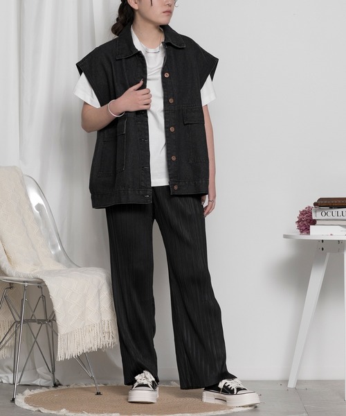 aimoha（アイモハ）の「プリーツクロスイージーパンツ フリーカット（その他パンツ・レディース・グリーン/グレー/ブラック・SMALL/MEDIUM/LARGE）」の7枚目の写真