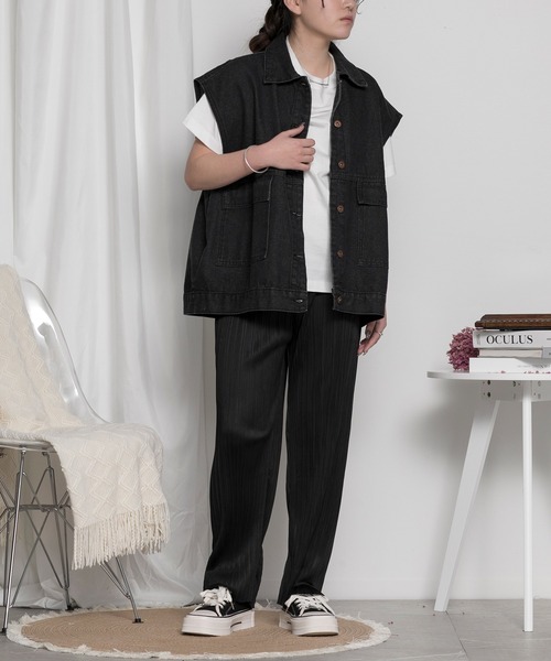 aimoha（アイモハ）の「プリーツクロスイージーパンツ フリーカット（その他パンツ・レディース・グリーン/グレー/ブラック・SMALL/MEDIUM/LARGE）」の8枚目の写真