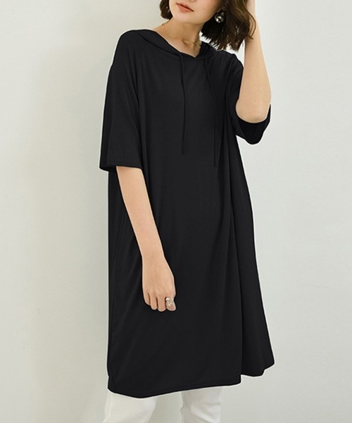 Miniministore(ミニミニストア)の「無地 ロング丈 Tシャツ ワンピース 夏(Tシャツ/カットソー・レディース・ダークグレー/ネイビー/ブラウン/レッド/ブルー/ブラック・FREE)」の8枚目の写真