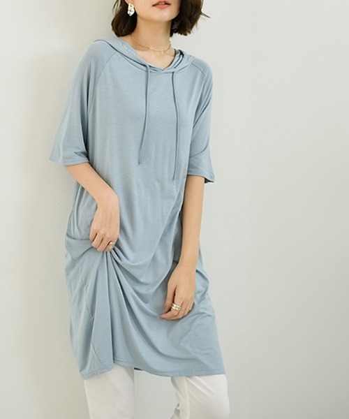 Miniministore(ミニミニストア)の「無地 ロング丈 Tシャツ ワンピース 夏(Tシャツ/カットソー・レディース・ダークグレー/ネイビー/ブラウン/レッド/ブルー/ブラック・FREE)」の11枚目の写真