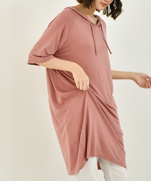 Miniministore(ミニミニストア)の「無地 ロング丈 Tシャツ ワンピース 夏(Tシャツ/カットソー・レディース・ダークグレー/ネイビー/ブラウン/レッド/ブルー/ブラック・FREE)」の12枚目の写真