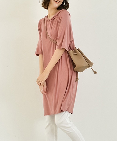 Miniministore(ミニミニストア)の「無地 ロング丈 Tシャツ ワンピース 夏(Tシャツ/カットソー・レディース・ダークグレー/ネイビー/ブラウン/レッド/ブルー/ブラック・FREE)」の13枚目の写真