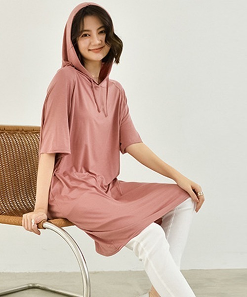 Miniministore(ミニミニストア)の「無地 ロング丈 Tシャツ ワンピース 夏(Tシャツ/カットソー・レディース・ダークグレー/ネイビー/ブラウン/レッド/ブルー/ブラック・FREE)」の14枚目の写真