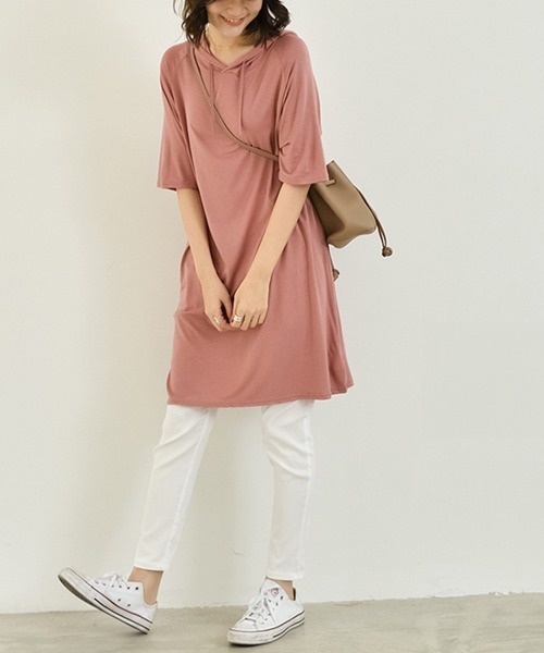 Miniministore(ミニミニストア)の「無地 ロング丈 Tシャツ ワンピース 夏(Tシャツ/カットソー・レディース・ダークグレー/ネイビー/ブラウン/レッド/ブルー/ブラック・FREE)」の16枚目の写真