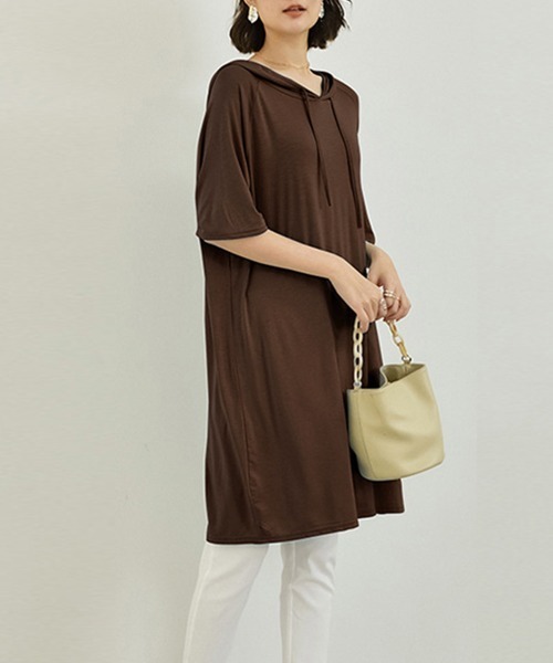 Miniministore(ミニミニストア)の「無地 ロング丈 Tシャツ ワンピース 夏(Tシャツ/カットソー・レディース・ダークグレー/ネイビー/ブラウン/レッド/ブルー/ブラック・FREE)」の19枚目の写真