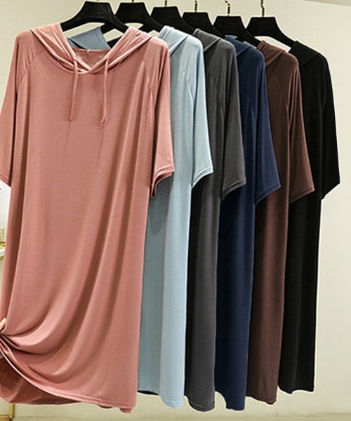 Miniministore(ミニミニストア)の「無地 ロング丈 Tシャツ ワンピース 夏(Tシャツ/カットソー・レディース・ダークグレー/ネイビー/ブラウン/レッド/ブルー/ブラック・FREE)」の21枚目の写真