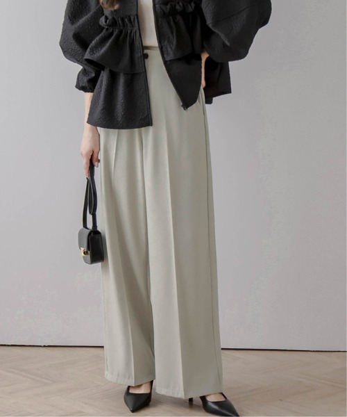 AMELY（エミリー）の「ハイウエストスラックス（スラックス・レディース・アイボリー系/スモーキーグリーン系/ブラック/ピンク/カーキブラウン/チョコ/グレー系・M/L）」の6枚目の写真