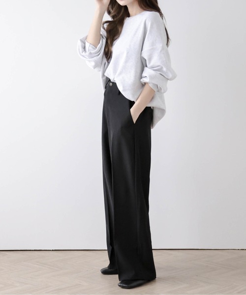 AMELY（エミリー）の「ハイウエストスラックス（スラックス・レディース・アイボリー系/スモーキーグリーン系/ブラック/ピンク/カーキブラウン/チョコ/グレー系・M/L）」の18枚目の写真