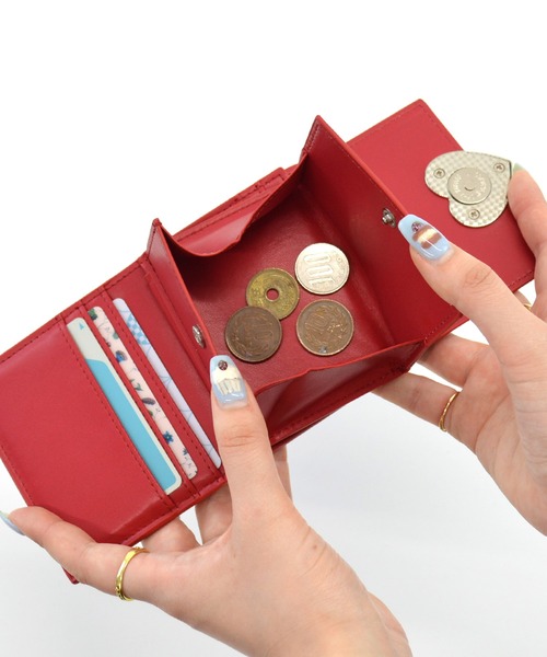 三つ折り財布 ボックスコイン 3つ折り ミニ財布 ハート ケイシー