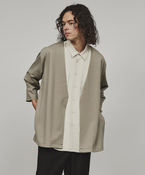 美品✨TAKEZO リネン 7分袖 カーディガン シースルー 茶 9AT カウラ/Kaule 7分袖カーディガン&半袖Tシャツ アンサンブル[品番