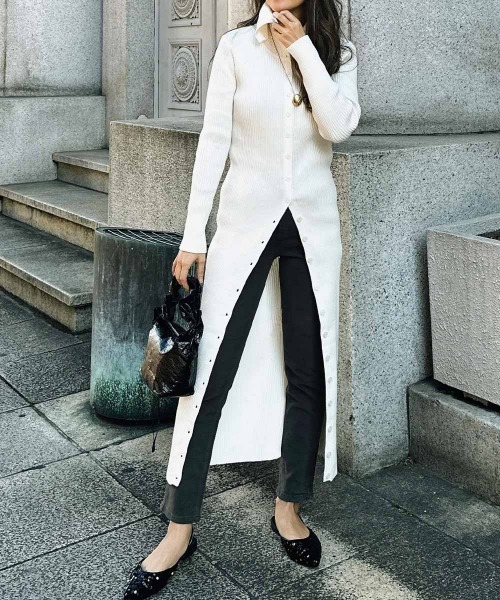 esutoreja（エストレジャ）の「ボタンニットドレス（ワンピース・レディース・グレー系その他/ブラック/アイボリー・FREE）」の2枚目の写真