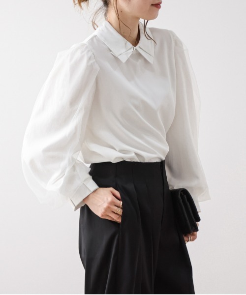 AMELY（エミリー）の「チュール袖ブラウス（シャツ/ブラウス・レディース・ホワイト/ブラック・フリー）」の15枚目の写真