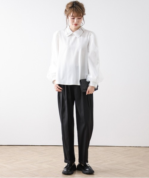 AMELY（エミリー）の「チュール袖ブラウス（シャツ/ブラウス・レディース・ホワイト/ブラック・フリー）」の17枚目の写真