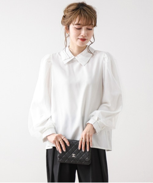 AMELY（エミリー）の「チュール袖ブラウス（シャツ/ブラウス・レディース・ホワイト/ブラック・フリー）」の13枚目の写真
