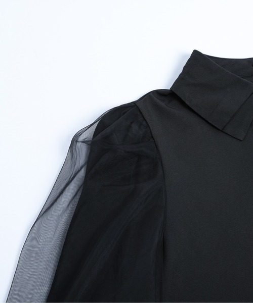 AMELY(エミリー)の「チュール袖ブラウス(シャツ/ブラウス・レディース・ホワイト/ブラック・フリー)」の4枚目の写真