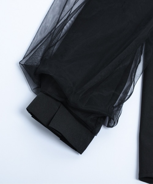 AMELY(エミリー)の「チュール袖ブラウス(シャツ/ブラウス・レディース・ホワイト/ブラック・フリー)」の5枚目の写真