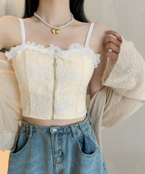 Miniministore(ミニミニストア)の「ソフトパッド入り レースキャミソール 春(キャミソール・レディース・ブラック/クリーム・FREE)」の8枚目の写真