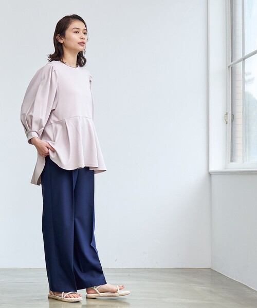coen(コーエン)の「§【RONEL】ジョーゼットペプラムブラウス(セットアップ対応可能)(シャツ/ブラウス・レディース・オフホワイト/ネイビー/ライトグレー/ブラック・S/M)」の5枚目の写真