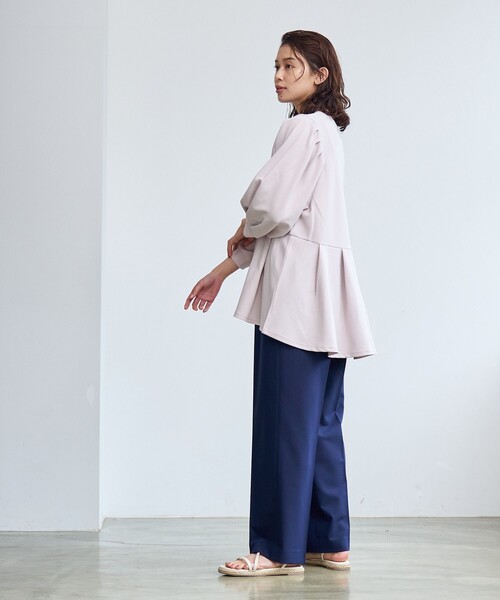 coen(コーエン)の「§【RONEL】ジョーゼットペプラムブラウス(セットアップ対応可能)(シャツ/ブラウス・レディース・オフホワイト/ネイビー/ライトグレー/ブラック・S/M)」の6枚目の写真