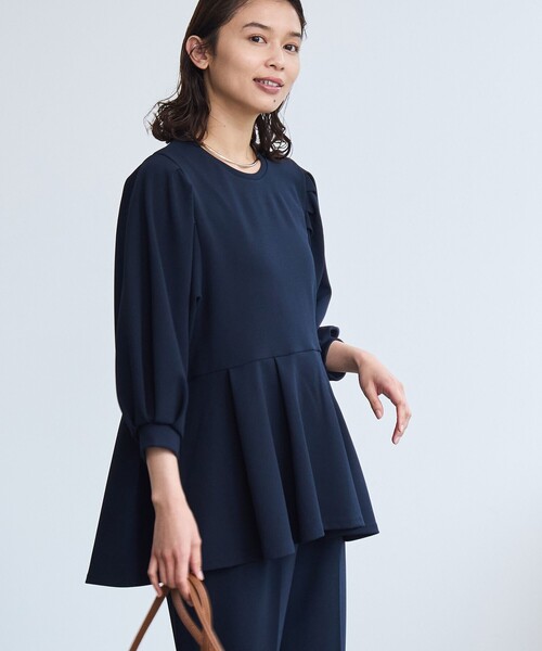 coen(コーエン)の「§【RONEL】ジョーゼットペプラムブラウス(セットアップ対応可能)(シャツ/ブラウス・レディース・オフホワイト/ネイビー/ライトグレー/ブラック・S/M)」の8枚目の写真