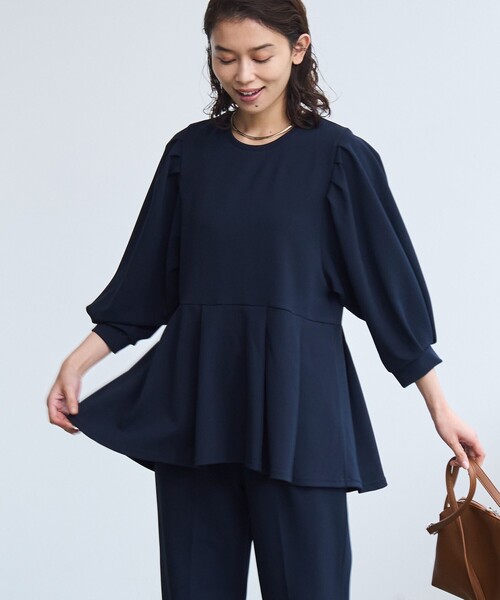coen(コーエン)の「§【RONEL】ジョーゼットペプラムブラウス(セットアップ対応可能)(シャツ/ブラウス・レディース・オフホワイト/ネイビー/ライトグレー/ブラック・S/M)」の9枚目の写真