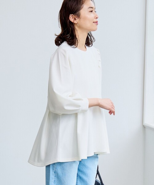 coen(コーエン)の「§【RONEL】ジョーゼットペプラムブラウス(セットアップ対応可能)(シャツ/ブラウス・レディース・オフホワイト/ネイビー/ライトグレー/ブラック・S/M)」の21枚目の写真