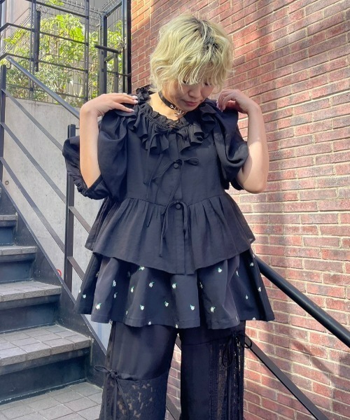 Candy Stripper（キャンディストリッパー）の「ANGELIC RIBBON SHEER ブラウス（シャツ/ブラウス・レディース・ミント/オフホワイト/ブラック・2）」の15枚目の写真