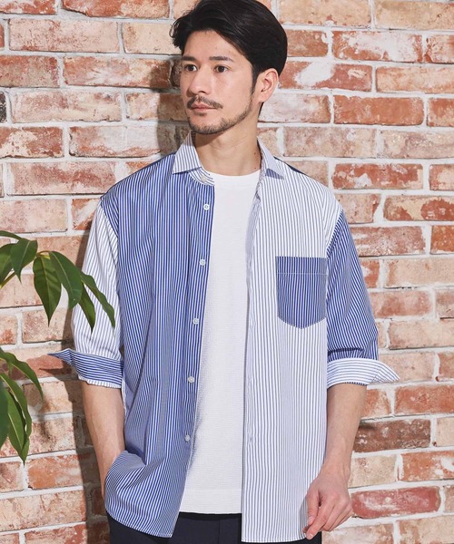 UNION STATION（ユニオンステーション）の「クレイジーパターン七分袖シャツ（シャツ/ブラウス・メンズ・ブルー系その他/ホワイト系その他・LL/L/M）」の3枚目の写真