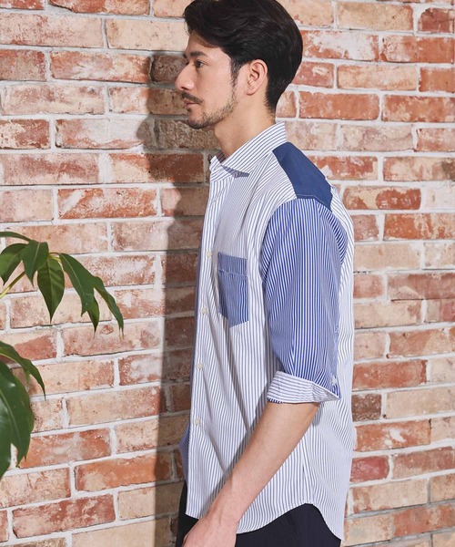 UNION STATION（ユニオンステーション）の「クレイジーパターン七分袖シャツ（シャツ/ブラウス・メンズ・ブルー系その他/ホワイト系その他・LL/L/M）」の4枚目の写真