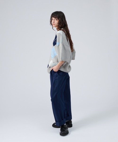 ONCILY(オンシェリー)の「ARGYLE PATTERN KNIT POLO SHIRT / アーガイルニットポロシャツ(ポロシャツ・メンズ・ブルー/ネイビー・LARGE/MEDIUM)」の3枚目の写真