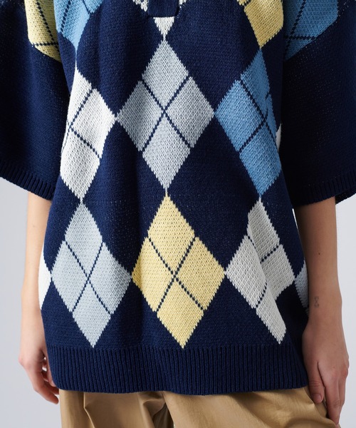 ONCILY（オンシェリー）の「ARGYLE PATTERN KNIT POLO SHIRT