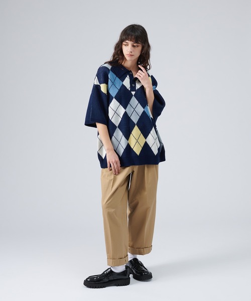 ONCILY(オンシェリー)の「ARGYLE PATTERN KNIT POLO SHIRT / アーガイルニットポロシャツ(ポロシャツ・メンズ・ブルー/ネイビー・LARGE/MEDIUM)」の18枚目の写真