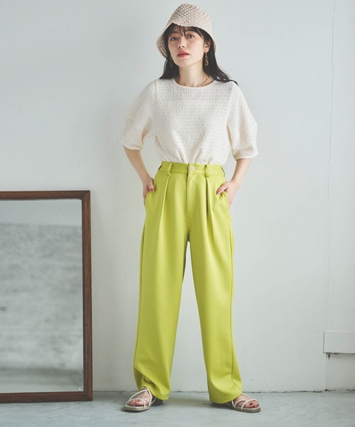 mil(ミル)の「【150㎝前後の小柄さんサイズ】カットタックストレートパンツ【伸縮性あり】(その他パンツ・レディース・ブラック/ライトグレー/ライム/オレンジ/ミント・XS/S/M)」の13枚目の写真