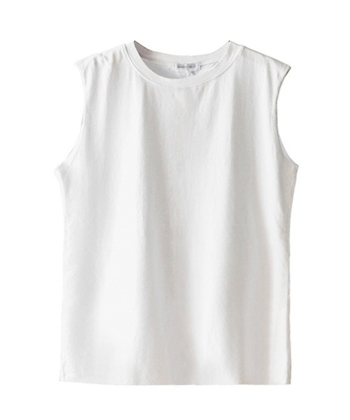 the par_k store（パークストア）の「ノースリーブカットソー（Tシャツ/カットソー・レディース・ブルー/ベージュ/ホワイト・FREE）」の5枚目の写真