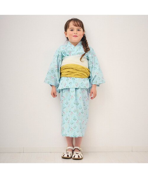 Ampersand（アンパサンド）の「ブロックプリント風　花柄セパレート浴衣（浴衣・キッズ・クリーム/サックスブルー・80/90/95/100/110/120/130/140）」の12枚目の写真