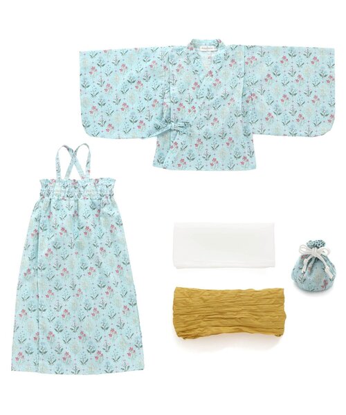 Ampersand（アンパサンド）の「ブロックプリント風　花柄セパレート浴衣（浴衣・キッズ・クリーム/サックスブルー・80/90/95/100/110/120/130/140）」の14枚目の写真