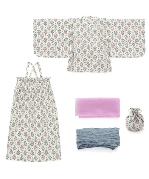 Ampersand（アンパサンド）の「ブロックプリント風　花柄セパレート浴衣（浴衣・キッズ・クリーム/サックスブルー・80/90/95/100/110/120/130/140）」の19枚目の写真