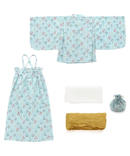 Ampersand（アンパサンド）の「ブロックプリント風　花柄セパレート浴衣（浴衣・キッズ・クリーム/サックスブルー・80/90/95/100/110/120/130/140）」の20枚目の写真