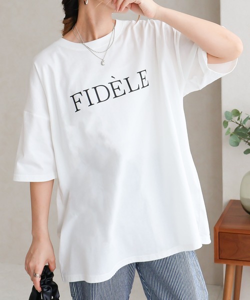 Social GIRL(ソーシャルガール)の「オーバーサイズ半袖ロゴTシャツ(Tシャツ/カットソー・レディース・ブラック/オフホワイト/チャコールグレー・M)」の11枚目の写真