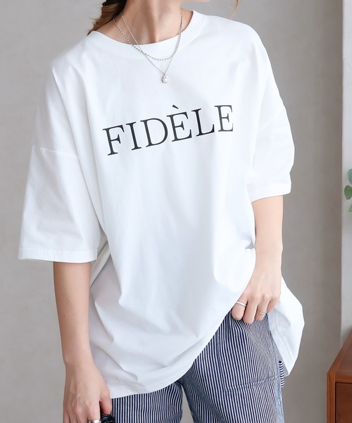 Social GIRL(ソーシャルガール)の「オーバーサイズ半袖ロゴTシャツ(Tシャツ/カットソー・レディース・ブラック/オフホワイト/チャコールグレー・M)」の7枚目の写真